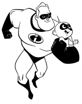 Dibujo de Sr Increible y Jack Jack Parr para Colorear