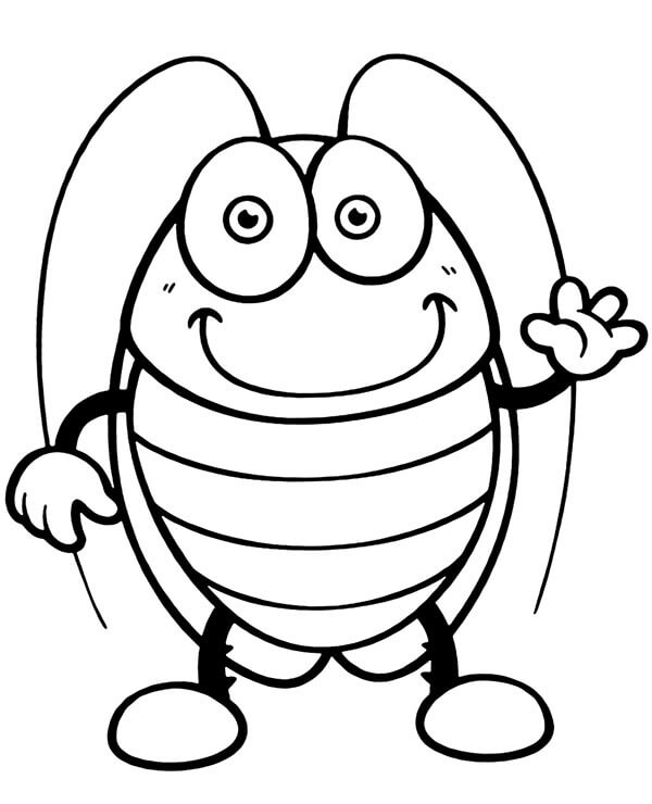 Dibujo de Cucarachas Sonriendo para Colorear