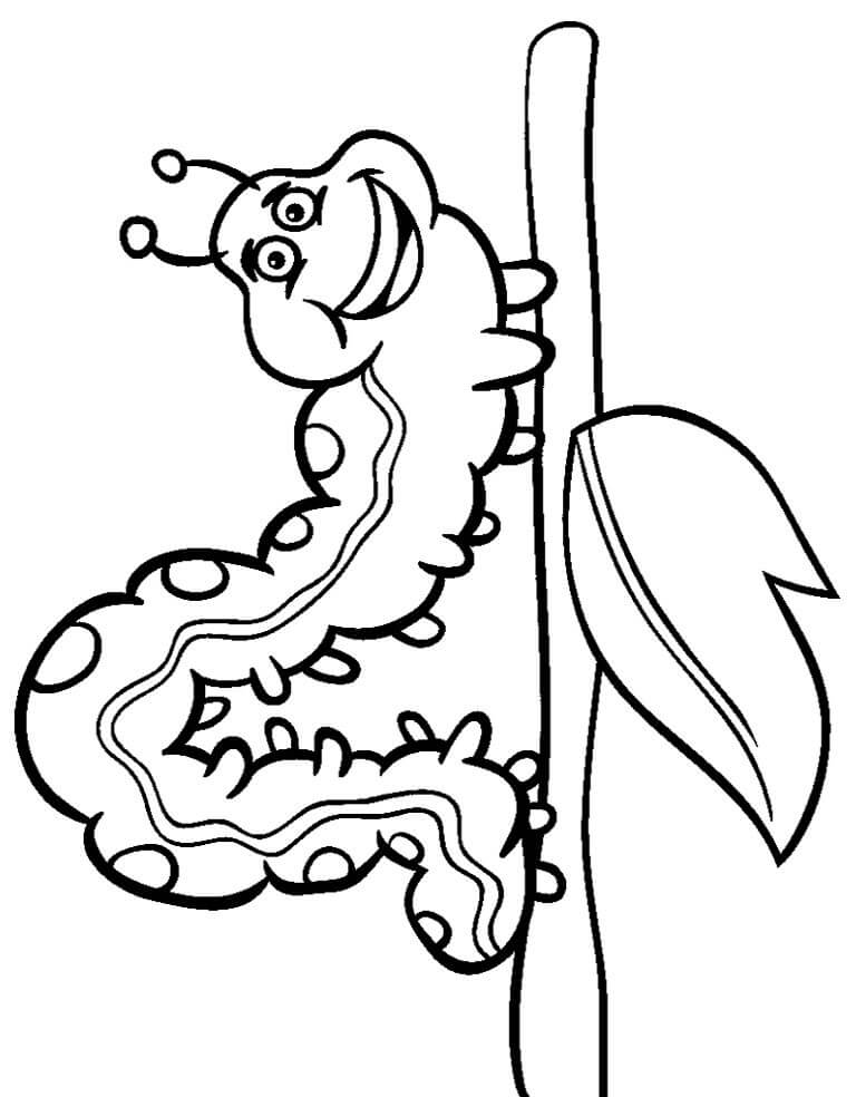Dibujo de Gusano Riendo para Colorear