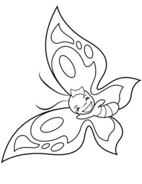 Dibujo de Mariposa Sonriendo para Colorear