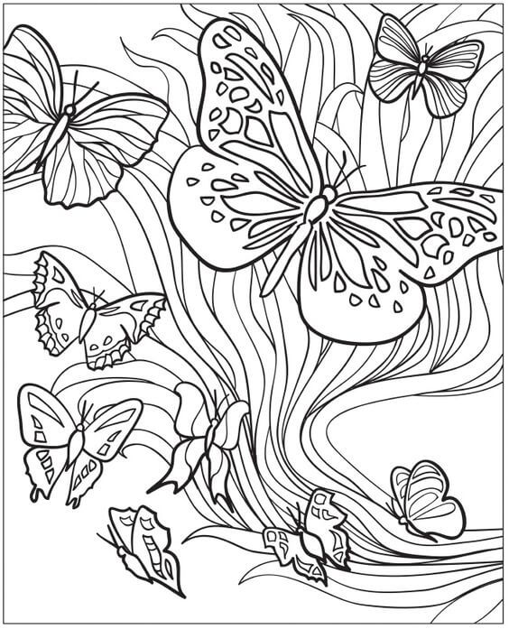 Dibujo de Mariposa de la Familia para Colorear