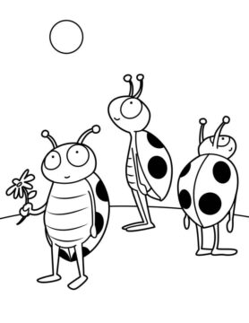 Dibujo de Mariquitas Divertidas para Colorear