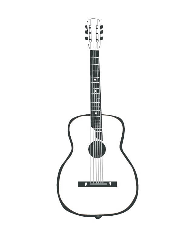 Dibujo de Hermosa Guitarra para Colorear