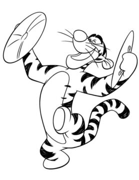 Dibujo de Tigger Tocando Instrumentos Musicales para Colorear