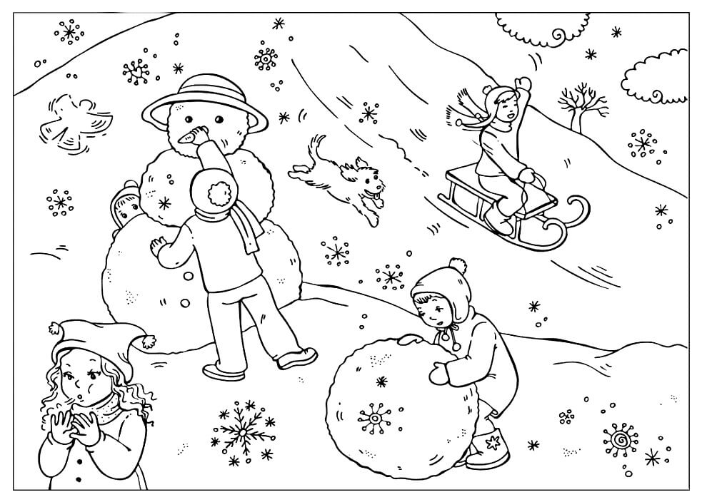 Dibujo de Escena de Invierno 1 para Colorear