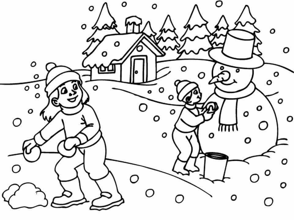 Dibujo de Escena de Invierno 2 para Colorear