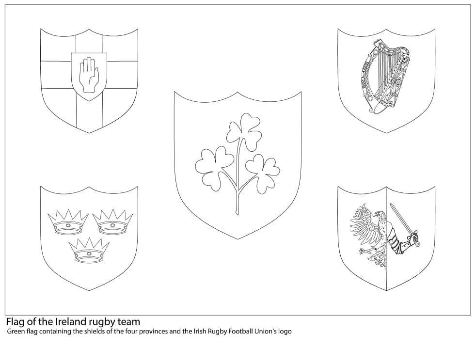 Dibujo de Bandera del Equipo de Rugby de Irlanda para Colorear