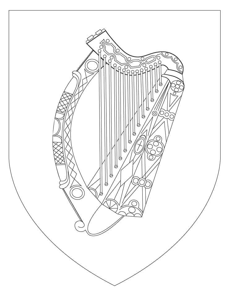 Dibujo de Escudo de Armas de Irlanda para Colorear