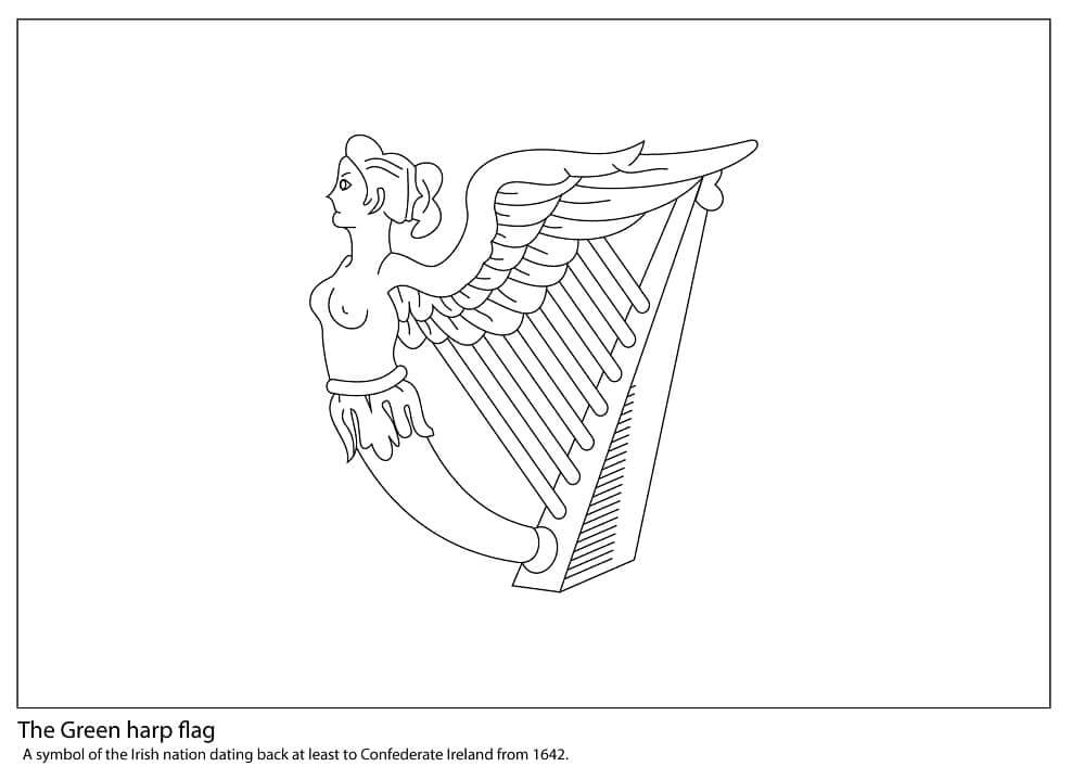 Dibujo de La Bandera del Arpa Verde para Colorear