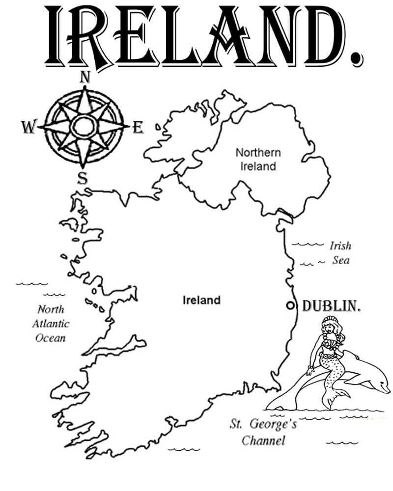 Dibujo de Mapa de Irlanda para Colorear