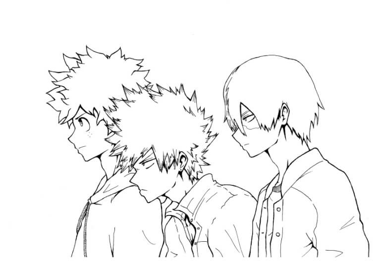 Dibujo de Cara Deku y Amigos para Colorear