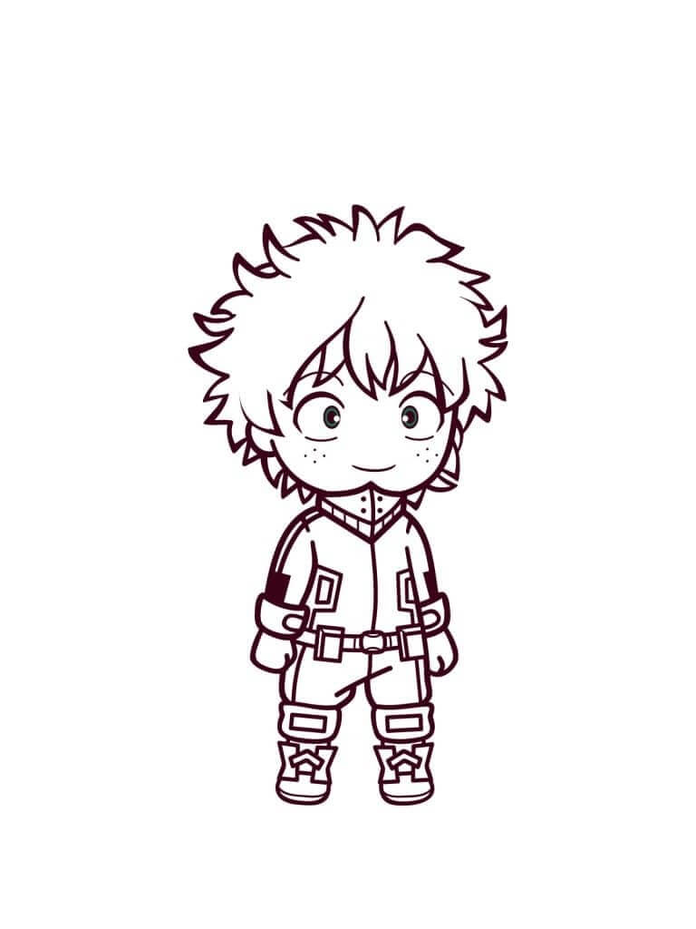 Dibujo de Chibi Deku Sonriente para Colorear