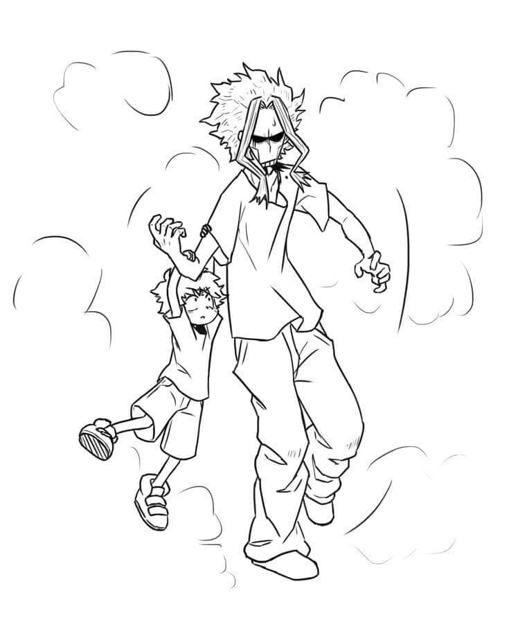 Dibujo de Deku Divertido y Todo Poder para Colorear