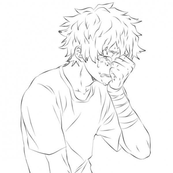 Dibujo de Deku Llorando para Colorear