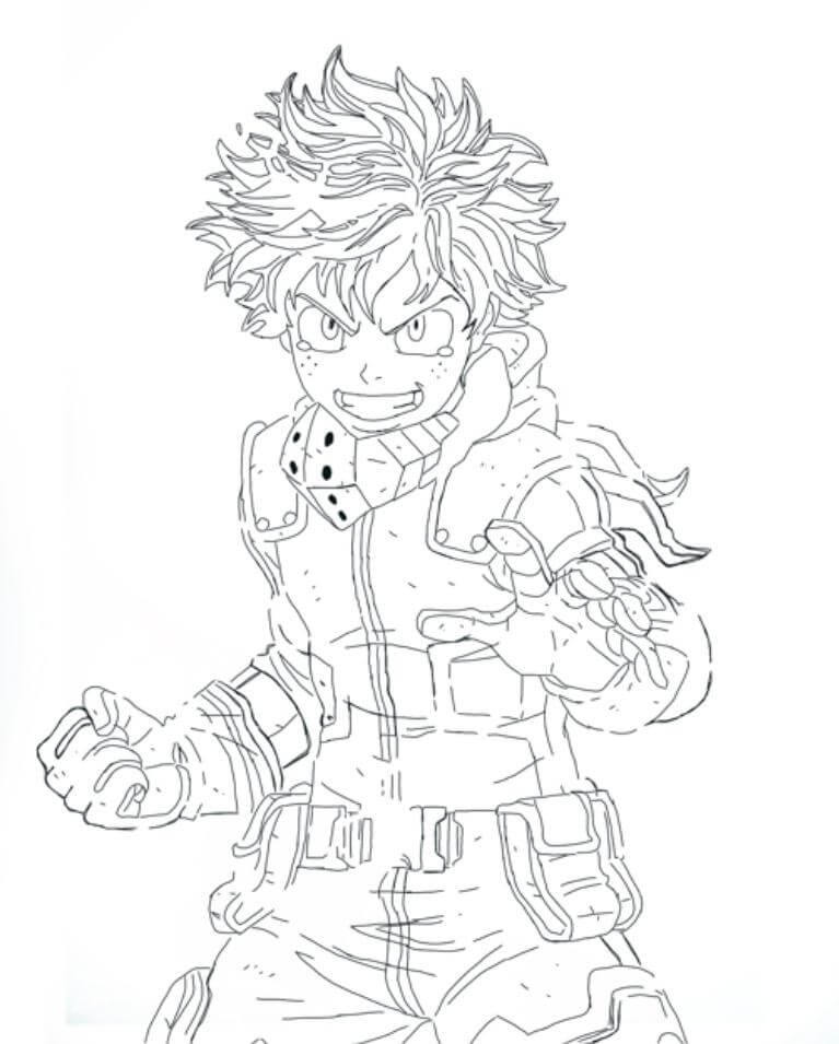 Dibujo de Deku Luchando para Colorear