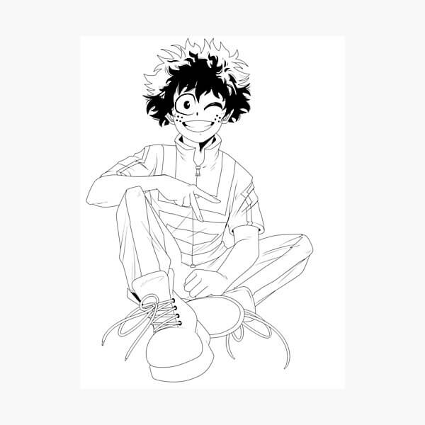 Dibujo de Deku Sentado para Colorear