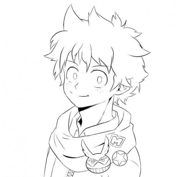 Dibujo de Deku Sonriendo para Colorear