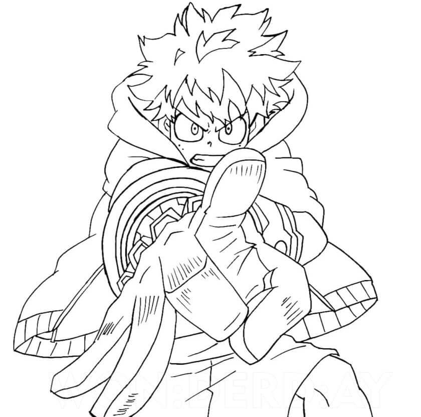 Dibujo de Enfriar Midoriya Usando la Fuerza Aerea para Colorear