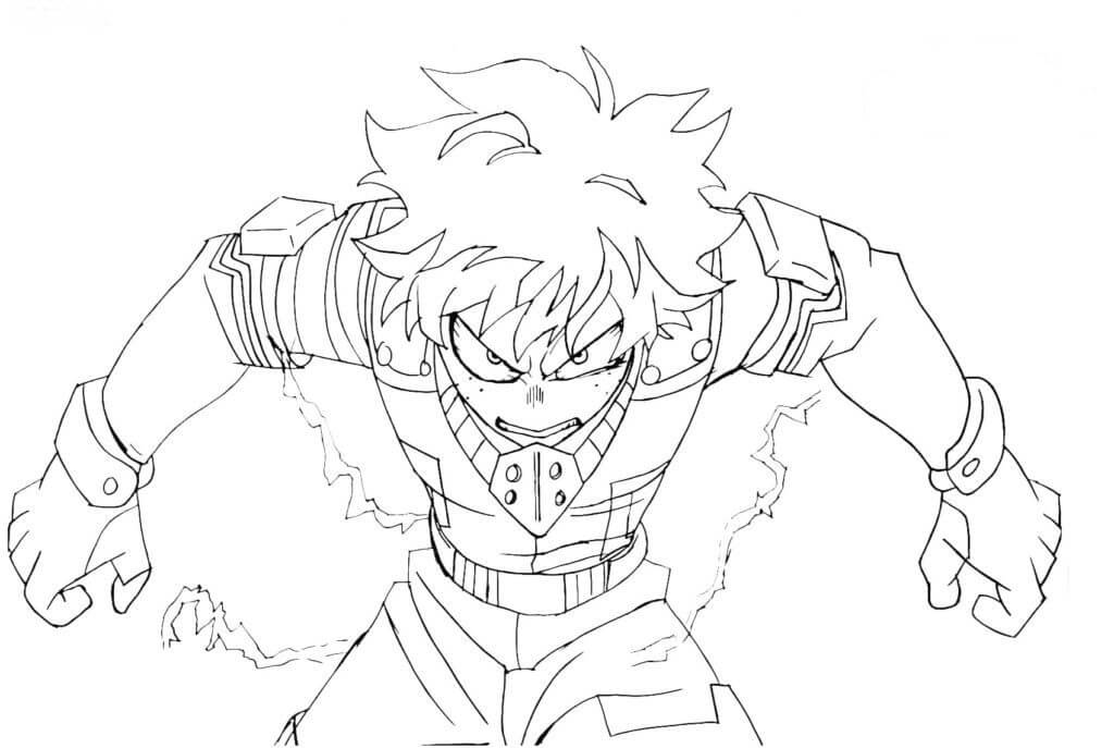 Dibujo de Genial Deku Enojado para Colorear