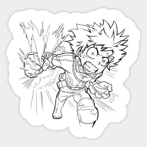 Dibujo de Golpe de Izuku Midoriya Enojado para Colorear