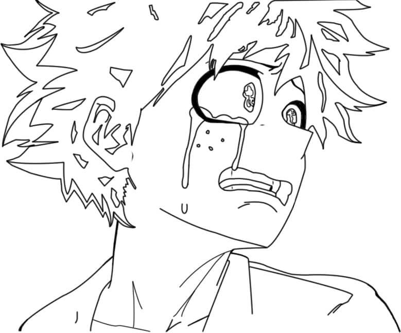 Dibujo de Izuku Midoriya Llorando para Colorear