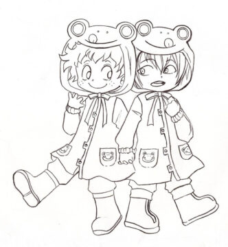 Dibujo de Lindo Deku y Amigo para Colorear