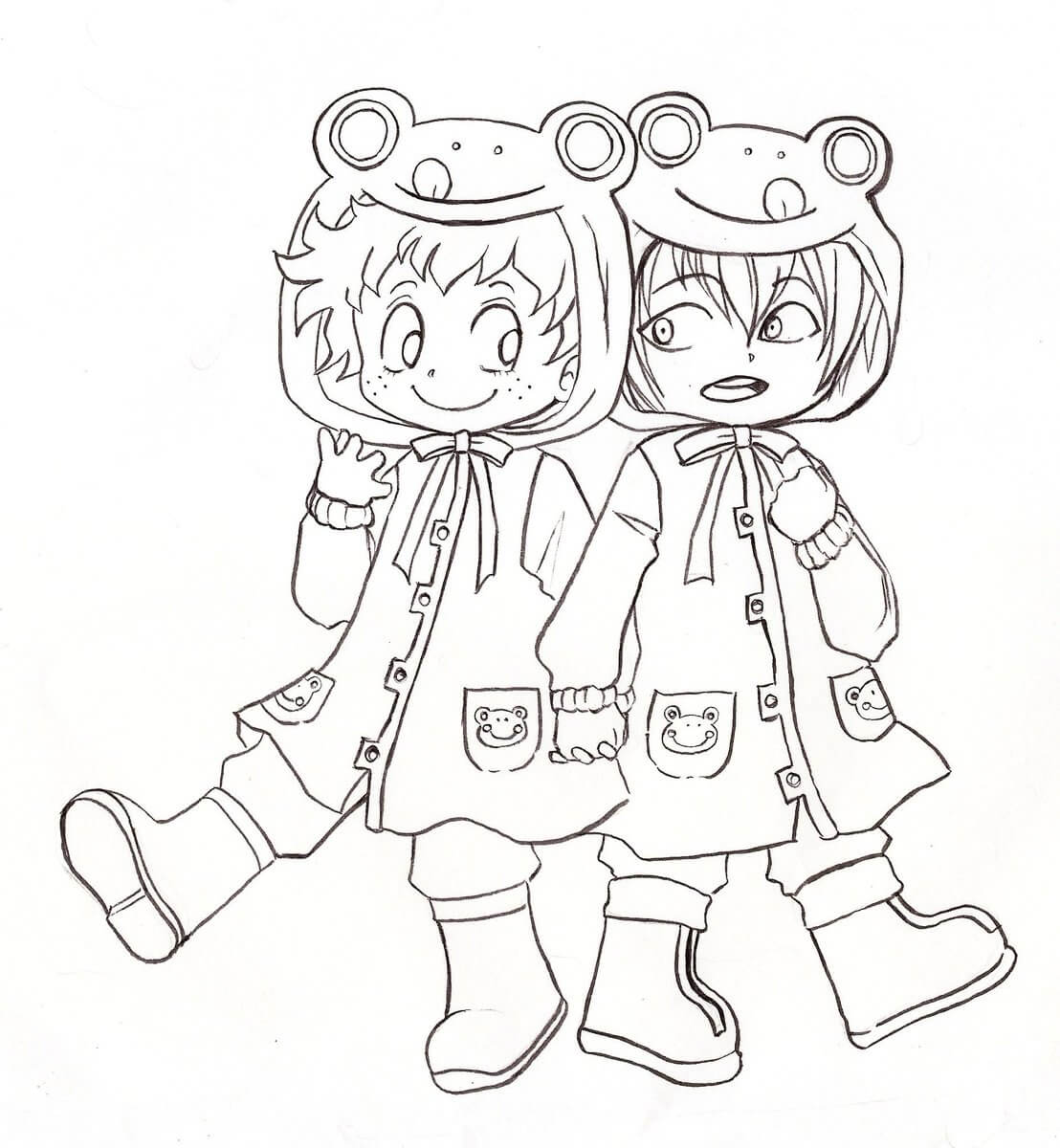 Dibujo de Lindo Deku y Amigo para Colorear