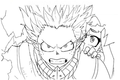 Dibujo de Midoriya Enojado con Eri para Colorear