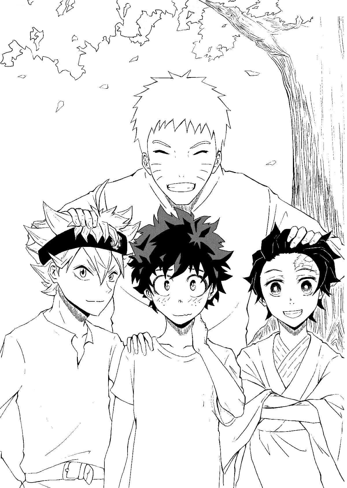 Dibujo de Naruto Deku y Amigos para Colorear