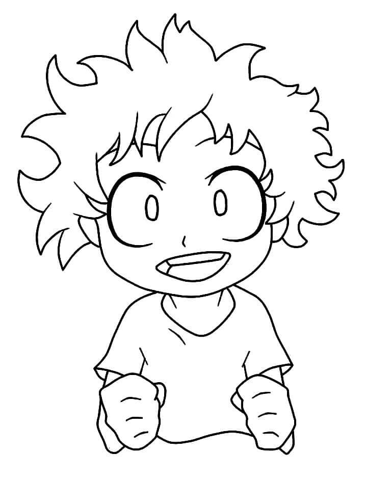 Dibujo de Pequeño Deku Feliz para Colorear