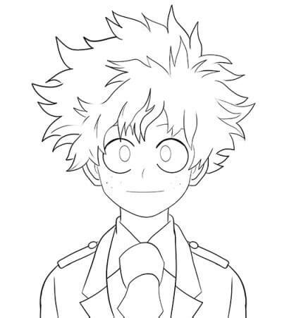 Dibujo de Rostro Deku básico para Colorear