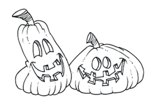 Dibujo de Dos Jack o Lantern para Colorear