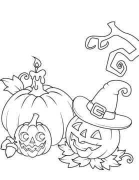 Dibujo de Jack o Lantern y Calabaza para Colorear
