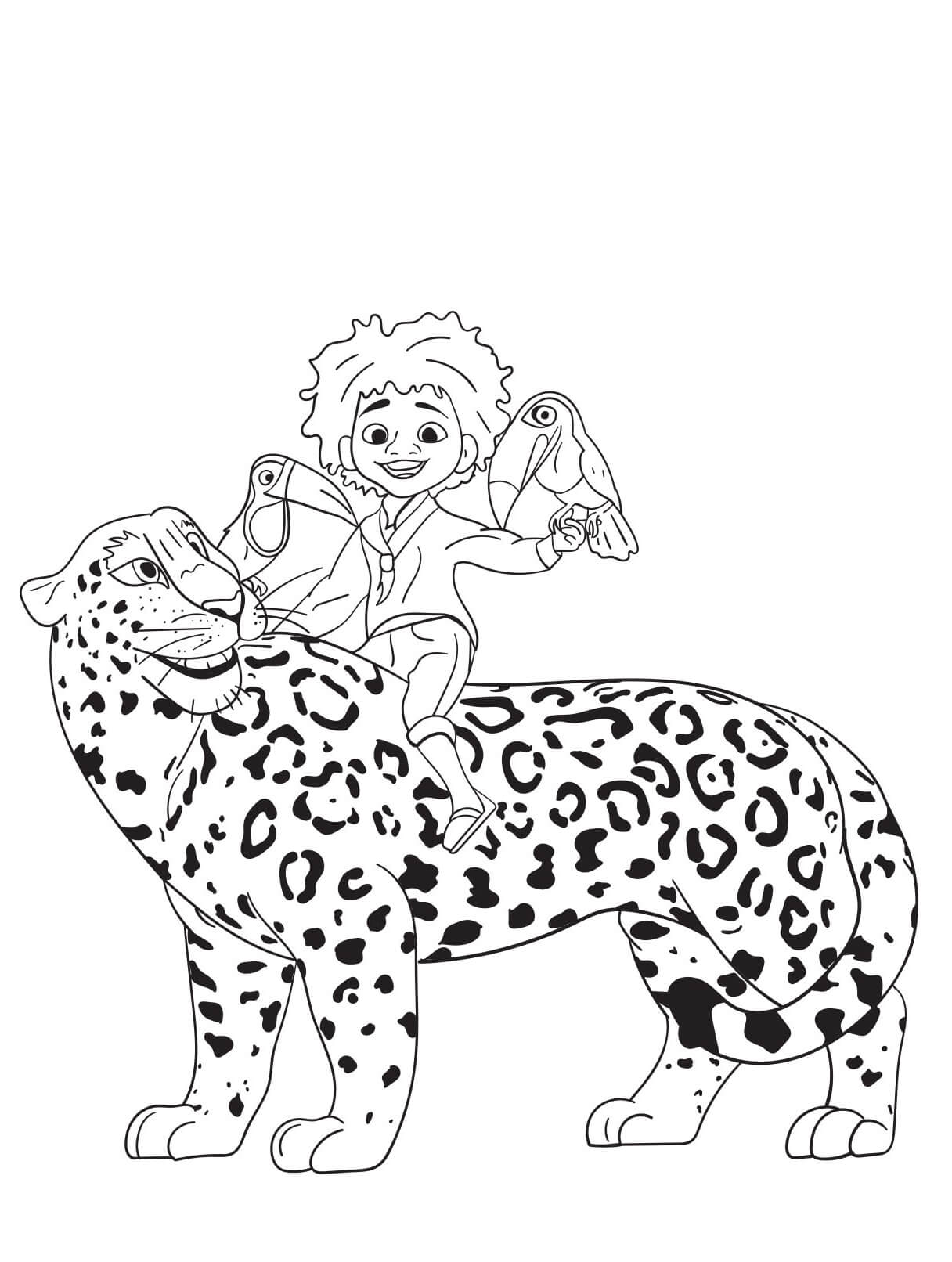 Dibujo de Antonio Montando Jaguar para Colorear