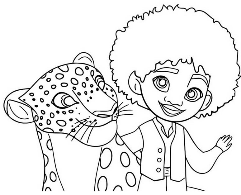 Dibujo de Antonio y el Jaguar para Colorear