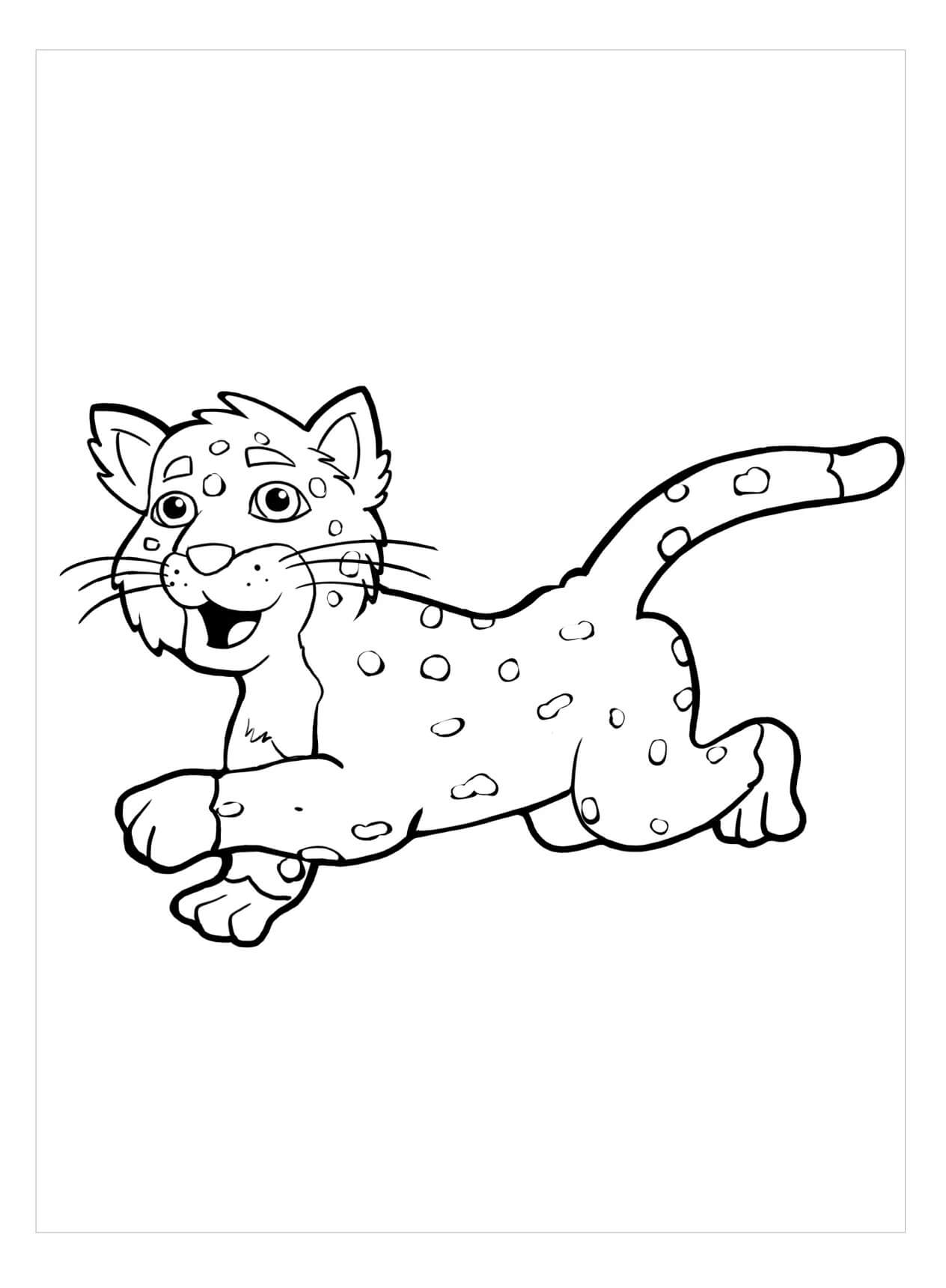 Dibujo de Bebé Jaguar Corriendo para Colorear