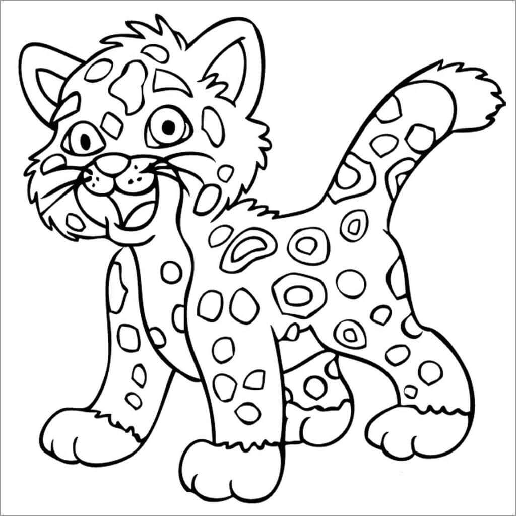 Dibujo de Jaguar bebé de Dibujos Animados para Colorear