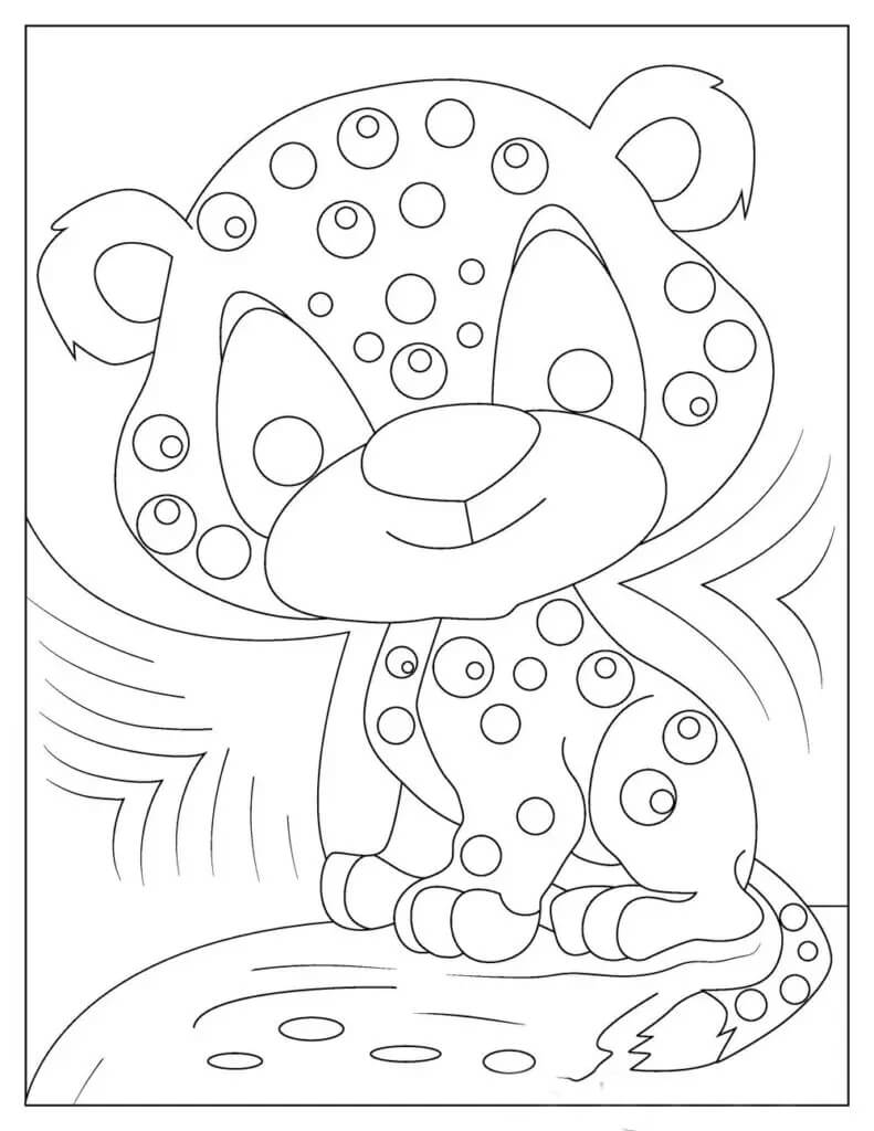 Dibujo de Jaguar bebé Sonriente para Colorear