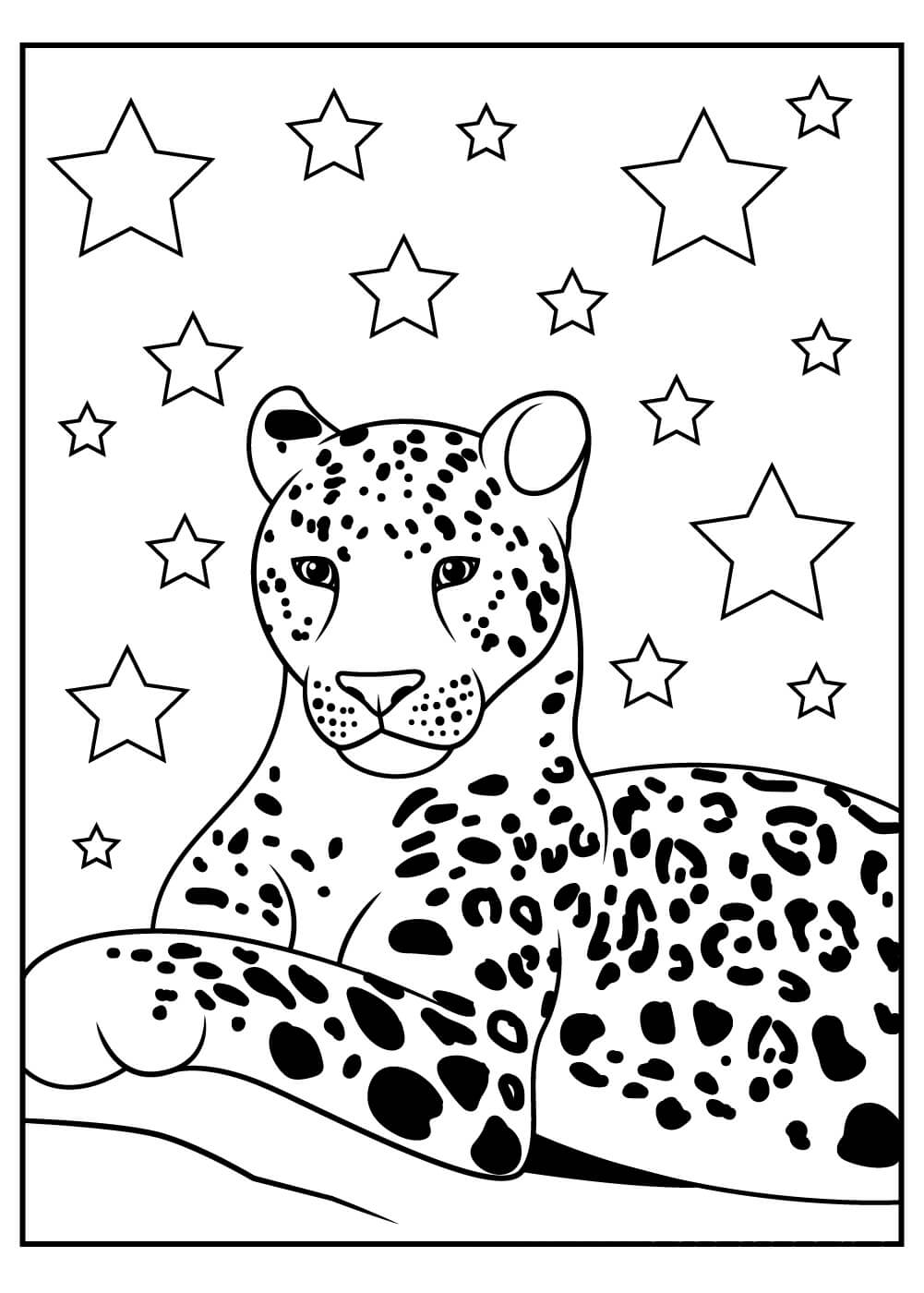 Dibujo de Jaguar con Estrella para Colorear