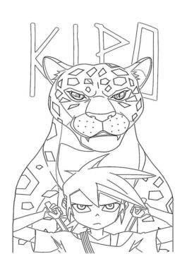 Dibujo de Kipo y Jaguar para Colorear