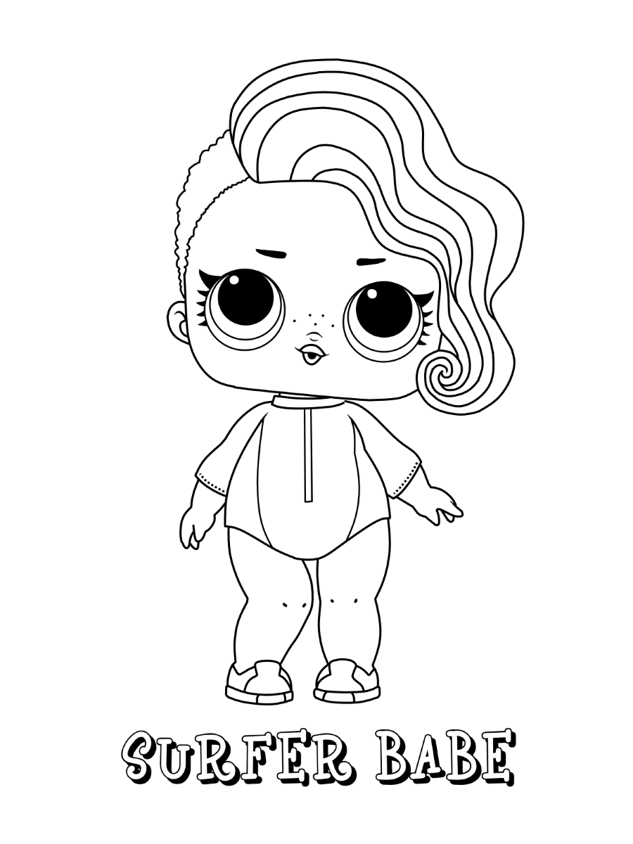 Dibujo de Muñeca Surfista Nena Jajaja para Colorear