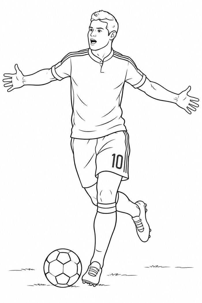 Dibujo de James Rodriguez Celebrando un Gol para Colorear