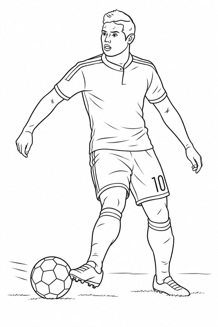 Dibujo de James Rodriguez Dando un Pase para Colorear