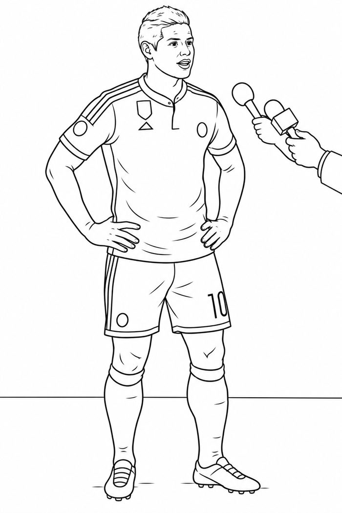 Dibujo de James Rodriguez Dando una Entrevista para Colorear