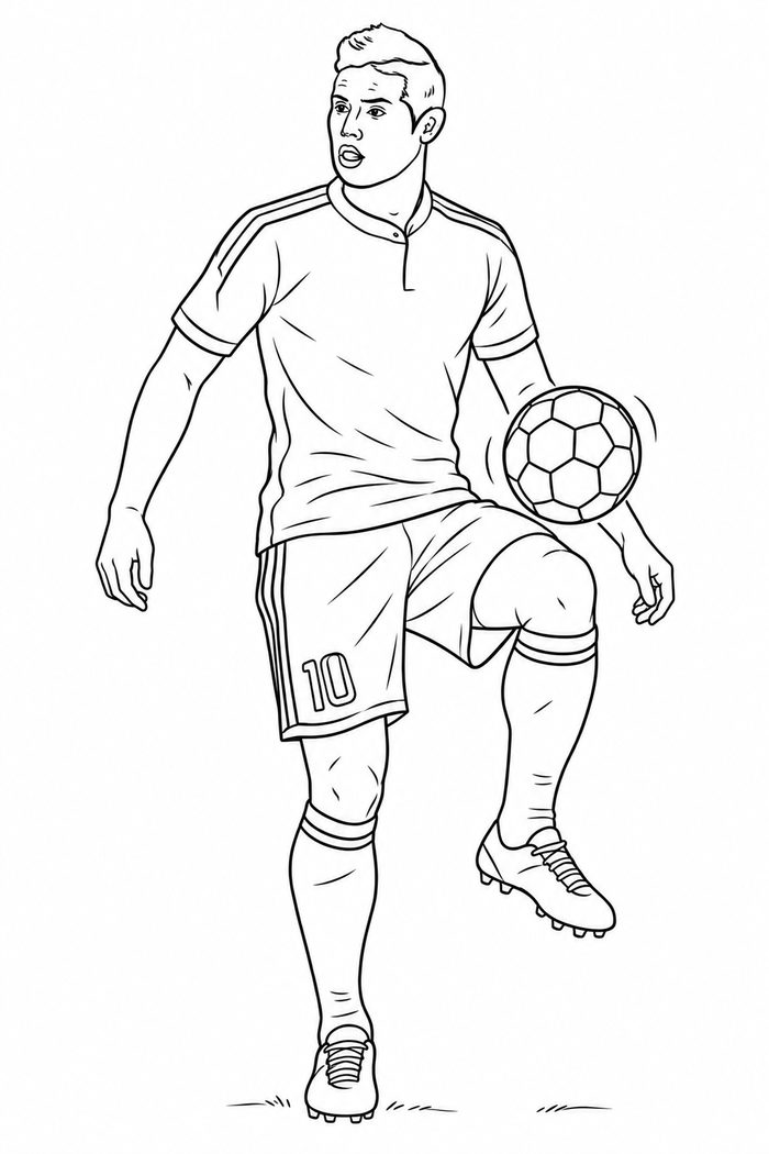 Dibujo de James Rodriguez Haciendo Malabares con el balón para Colorear
