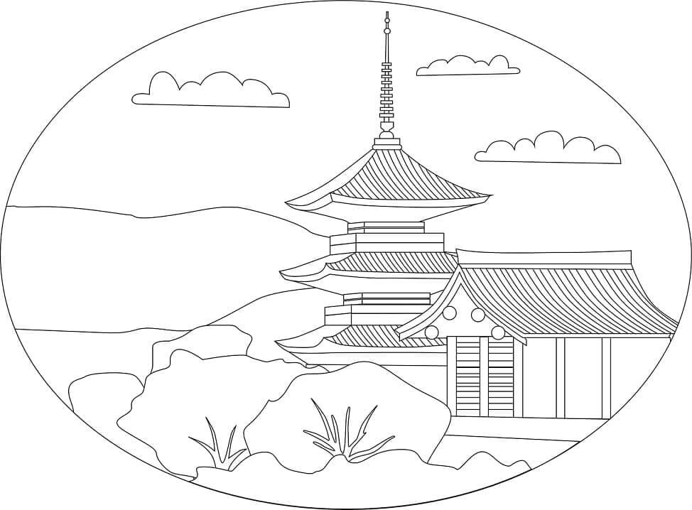 Dibujo de Kiyomizu Dera para Colorear