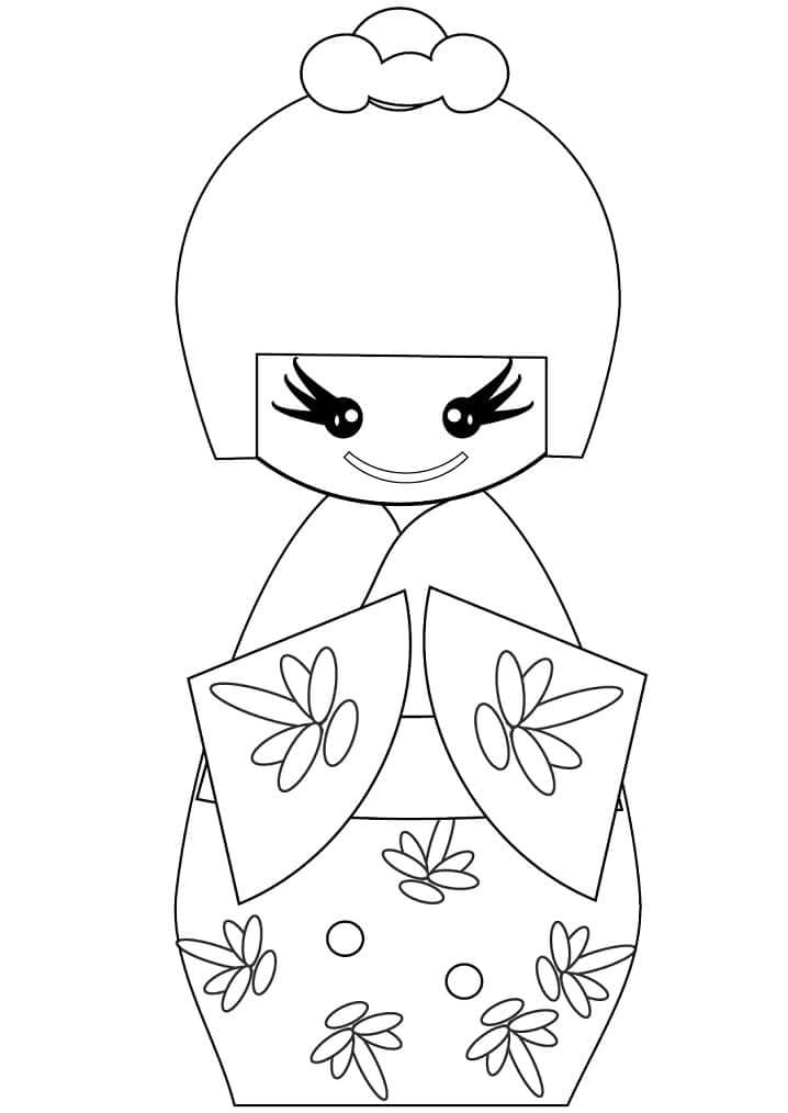Dibujo de Kokeshi para Colorear