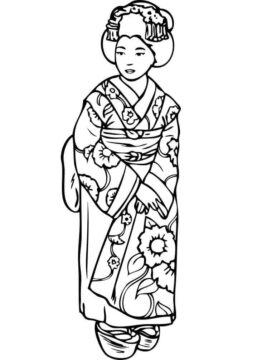 Dibujo de Mujer Japonesa para Colorear