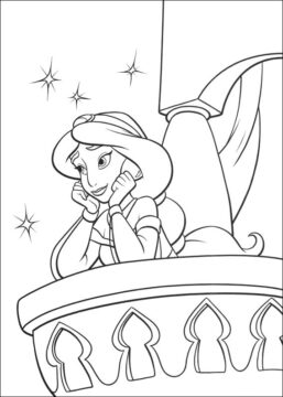 Dibujo de Jazmín Desaparecido Aladdín para Colorear