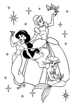Dibujo de Tres Hermosas Princesas para Colorear